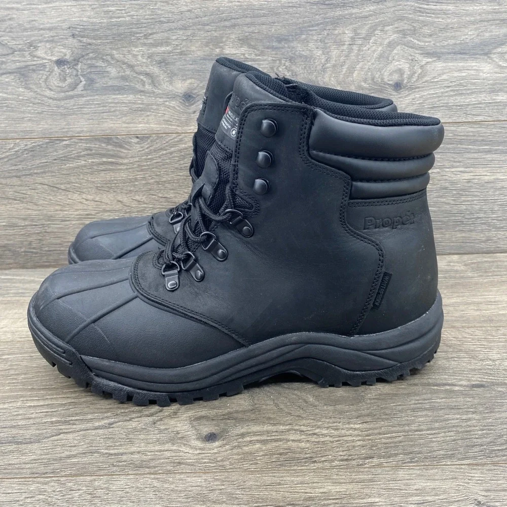 Propet Blizzard Mid Lace Boots Mens 12 XX Black Waterproof Thinsulate M3789